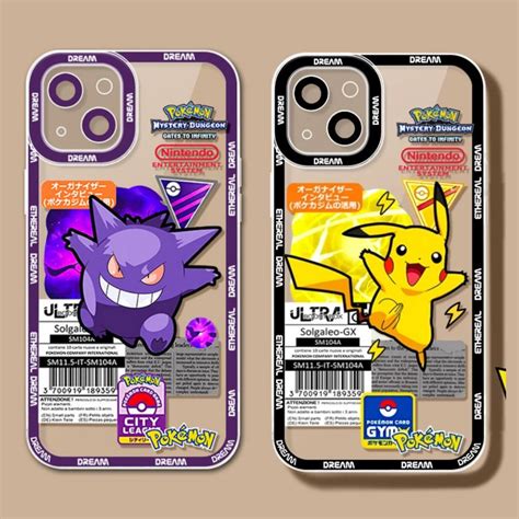 Cartoon Cute Anime Pokemon Pikachu Purple Gengar Psyduck Cellphone Case