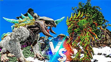 Ice Titan Vs Forest Titan Ark Extinction Youtube