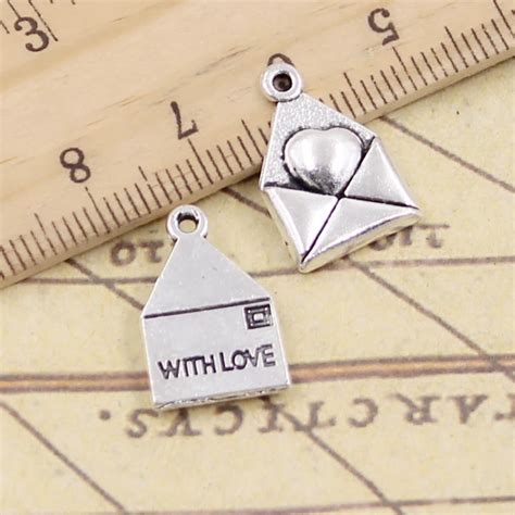 Pcs Charms Love Letter Heart With Love X Mm Tibetan Silver Plated