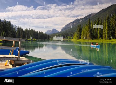 Canoe Launch In Banff National Park Alberta Canada Stock Photo Alamy