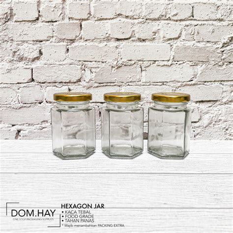 Jual Toples Kaca Hexagon 100ml Jar Glass Selai Botol Madu Premium