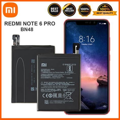 Original Xiaomi Redmi Note 6 Pro Battery Fit Redmi Note6 Pro Model Bn48 4000mah Advansity