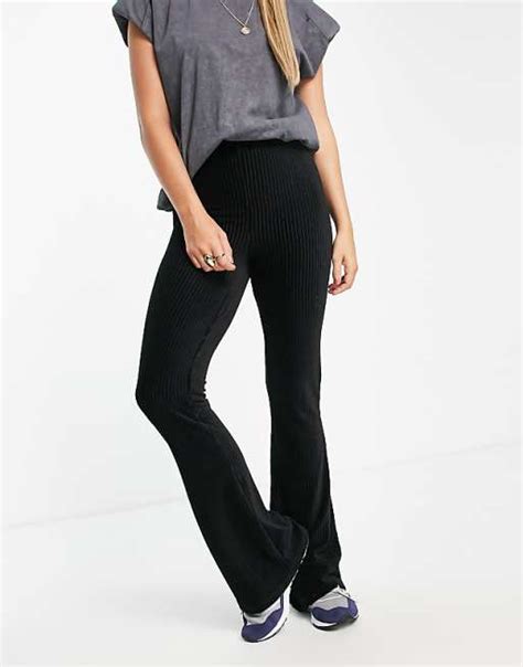 Asos Design Kick Flare Trouser In Cord In Black Asos