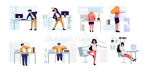 Warm Up Exercise Set Before Workout Stretch Muscles Stock Vector