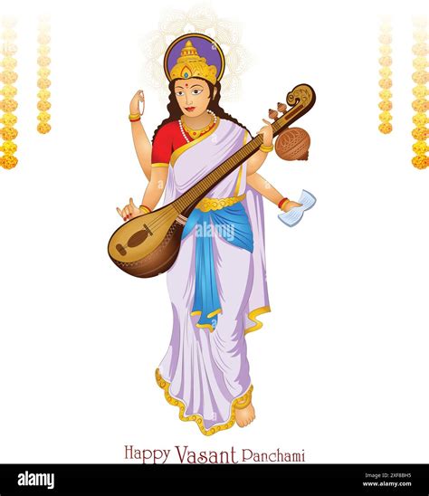 Beautiful Indian Festival Vasant Panchami On Indian God Saraswati Maa