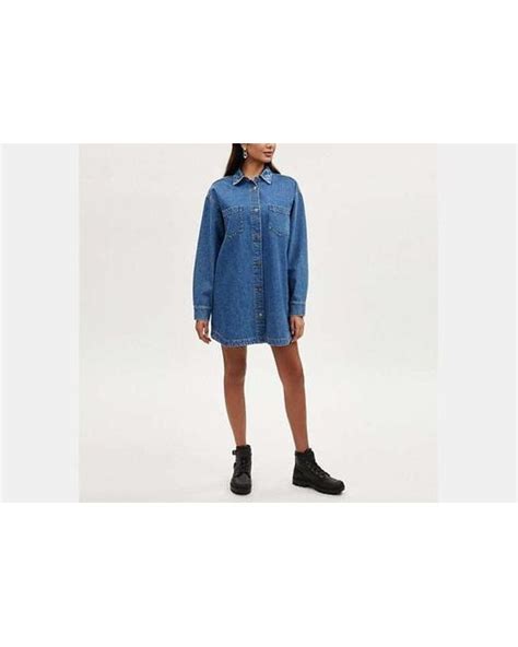 COACH Oversized Denim Shirt Dress In Blue Lyst