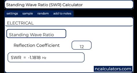 Standing Wave Ratio Swr Calculator