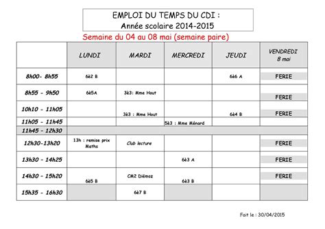 Calaméo Planning Hebdo Cdi