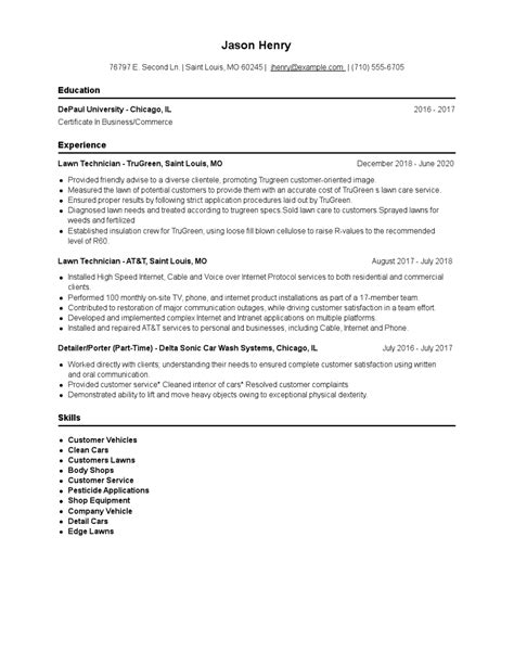 Lawn Technician Resume Examples And Tips Zippia