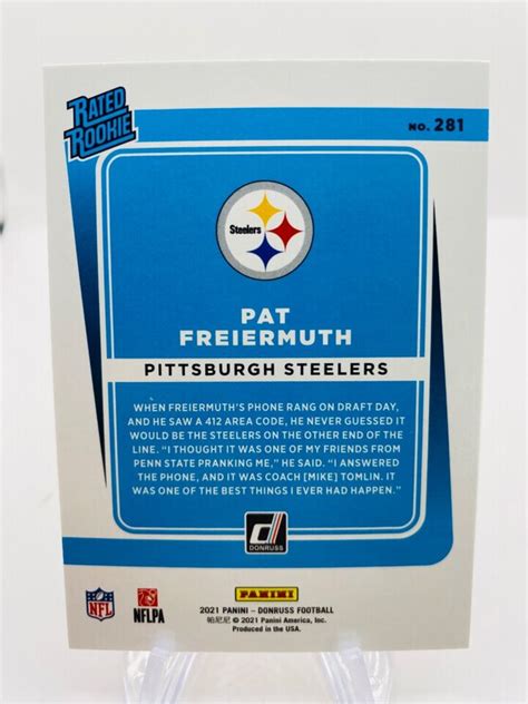 2021 Panini Donruss Rated Rookie RC Pat Freiermuth 281 Steelers EBay