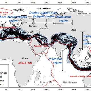 The Alpide Himalayan seismic belt along with the plate boundaries. The... | Download Scientific ...