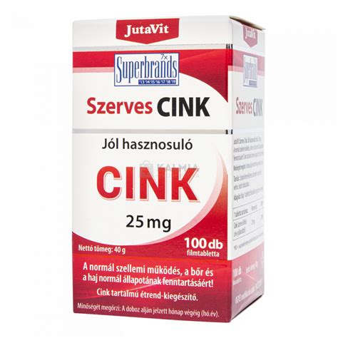 Jutavit Szerves Cink Mg Tabletta Db Kalmia Online P