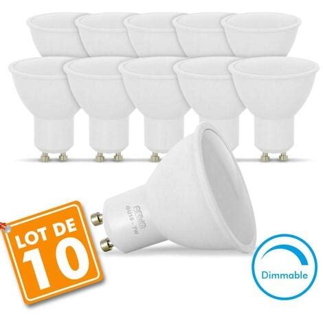 lot de 10 Spot ampoules LED GU10 7W eq 60W Dimmable Température de