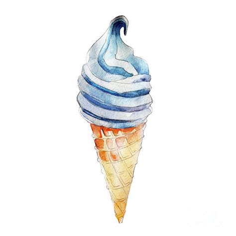 Blue Ice Cream Watercolor Illustration Digital Art By Viktor Kashin