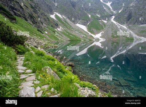 The Tatra Mountains Poland Side Of Mt Rysy And Czarny Staw Pod Rysami