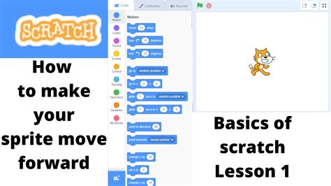 Basics Of Scratch Lesson 1 How To Make Your Sprite Move Forward Youtube