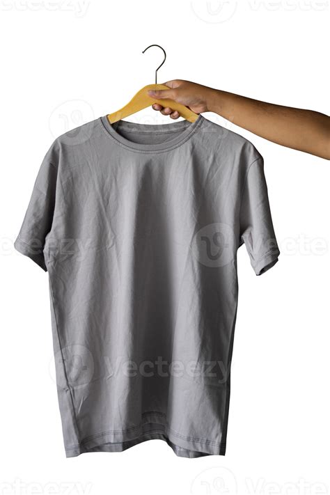 Hand Holding Plain T Shirt Hanger For Mockups Template With Full Back