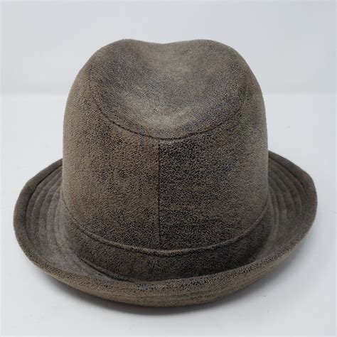 Vintage Henschel Fedora Hat H H Genuine Brown Leather Gem