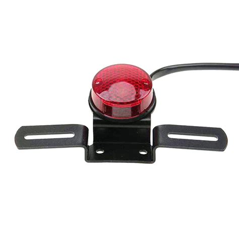 2 Pcs Motorcycle Retro Round Brake Light With License Plate Holder