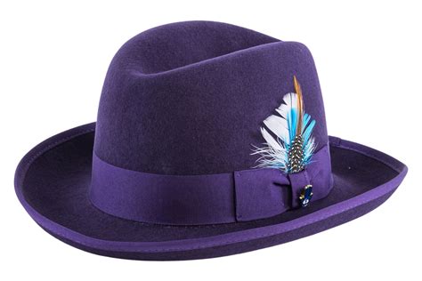 Ferrecci 100 Wool Australian Fur Felt Purple Godfather Hat