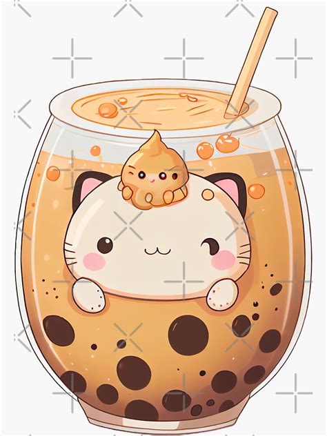 Cat Boba Tea Bubble Tea Anime Kawaii Sticker For Sale By