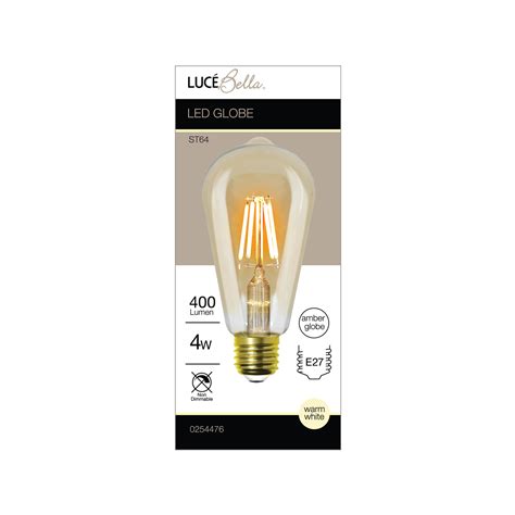 Luce Bella St64 E27 Led 400lm Amber Warm White 4w Globe Bunnings