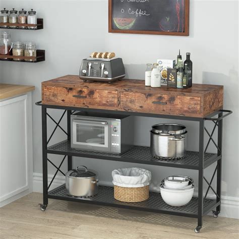 Tribesigns Kitchen Island 47 Kitchen Cart With Drawers Shelves