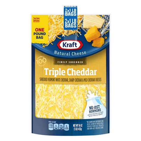 Kraft Finely Shredded Triple Cheddar Natural Cheese 16 Oz Bjs