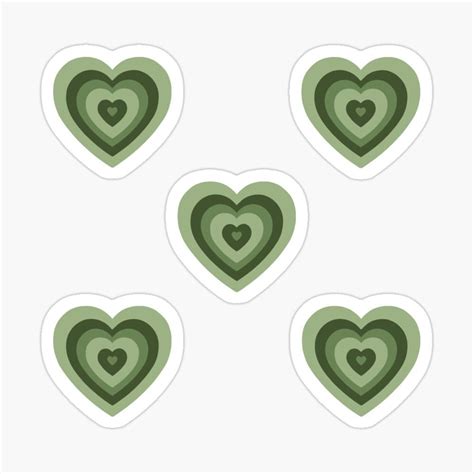 Dark Green Powerpuff Heart Y2K Aesthetic Pattern Sticker By Cieloarts