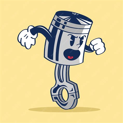 Premium Vector Angry Piston Character Cartoon Vector Hand Drawing