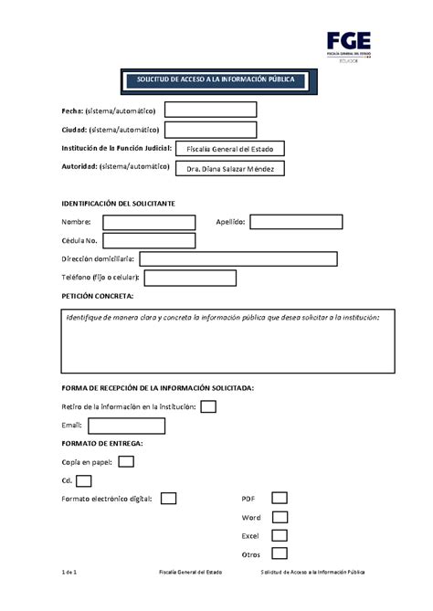 Literal F Formulario Solicitud Acceso A La Informacion Publica De