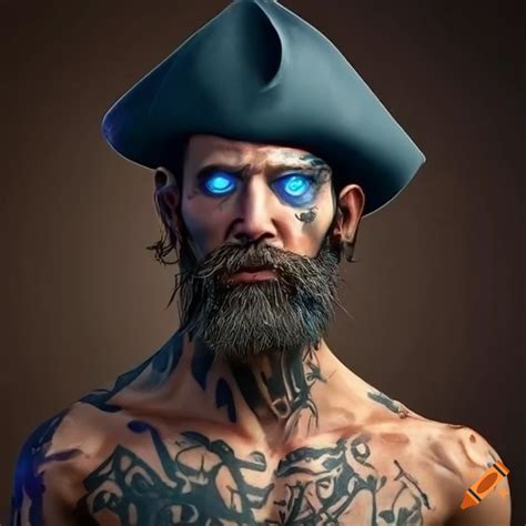 Realistic Depiction Of A Rugged Pirate With Tattoos On Craiyon