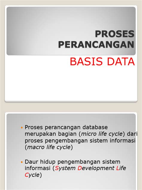 Proses Perancangan Database Pertemuan 5 Pdf
