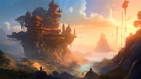 Premium Ai Image A Castle In The Sunset