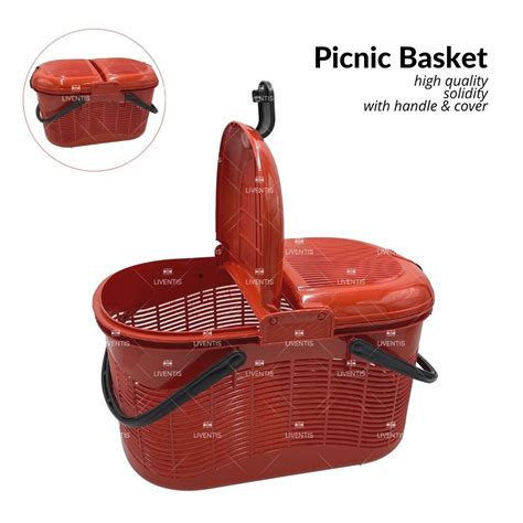 Picnic Basket With Handle Cover Plastic Basket Multipurpose Bakul