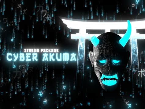 Cyber Akuma Animated Twitch Overlay Package Glitch Oni Stream Pack