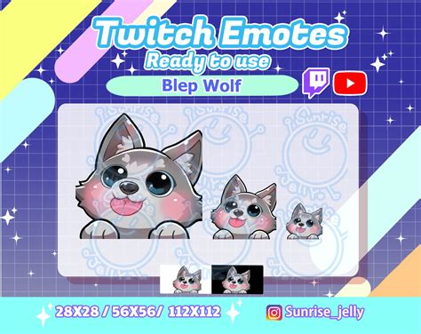 Twitch Emotes Blep Gray Wolf Twitch Emotes Pack Streamers Etsy UK