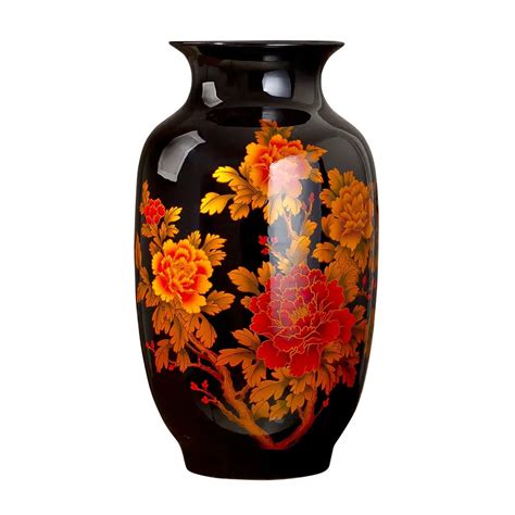 Classic Royal Large Black Ceramic Decoration Flower Vase For Home