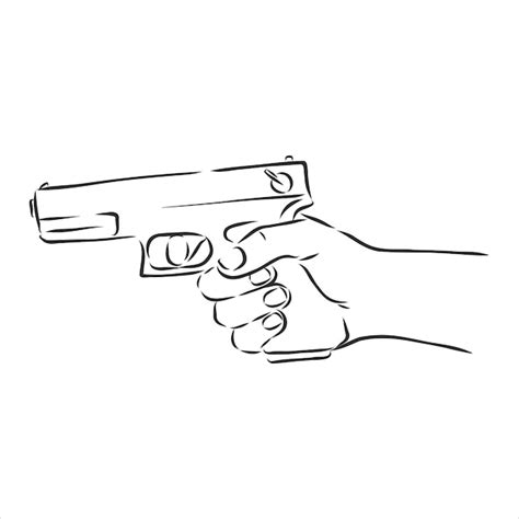 Pistola Pistola En Mano Ilustraci N De Dibujo Vectorial Vector Premium