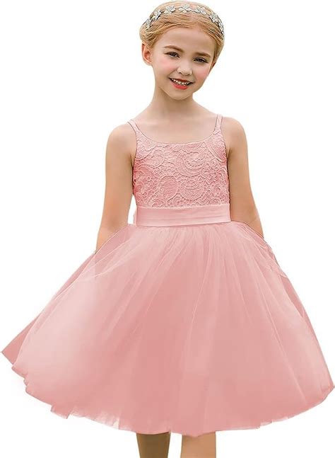 Flower Girl Dress Long Sleeves Lace Top Tulle Skirt Girls Lace Party