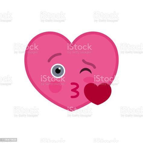 Kissing Heart Shaped Funny Emoticon Icon Stock Illustration Download Image Now