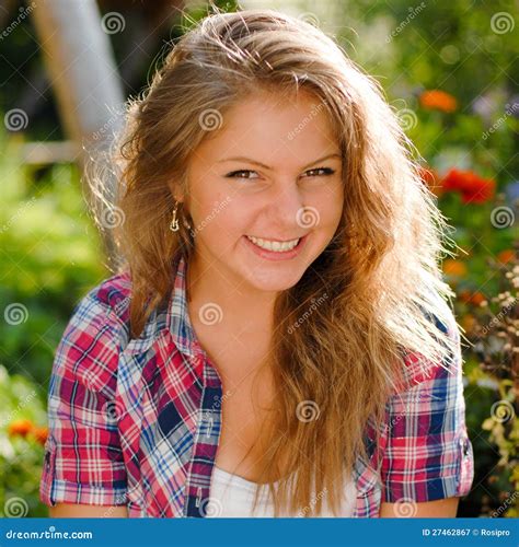 Young Happy Smiling Teenage Girl Portrait Stock Image Image Of Excited Happiness 27462867