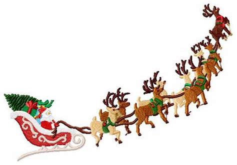 Santas Sleigh And Reindeer Christmas Machine Embroidery 2 Sizes Etsy