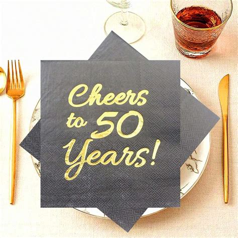 Pcs Pack Black Golden Paper Napkins Cheers To Years Wedding