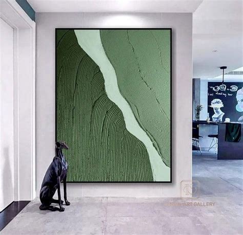 Green Minimalist Painting Green 3D Textured Painting Large Etsy