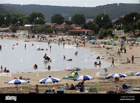 The Sandy Paradise Beach Rajska Plaza Is Crowded With Bathers In