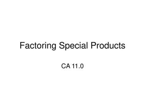 Factoring Special Products Ppt Download