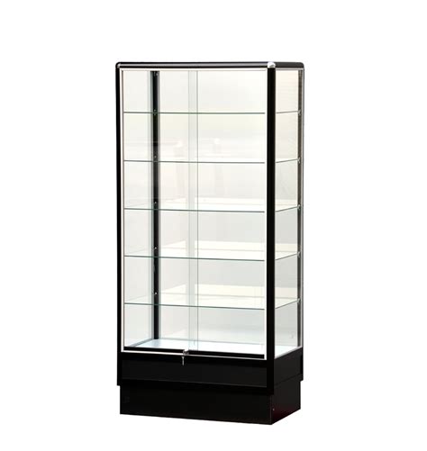 Fixturedisplays® Black Aluminum Wall Showcase 34lx72hx20d Frame Shelf Retail Store Display