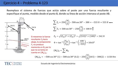 Ejercicio Resultantes De Un Sistema De Fuerzas Simplificaci N De