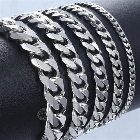 Bracelet For Men Women Curb Cuban Link Chain Stainless Steel Mens